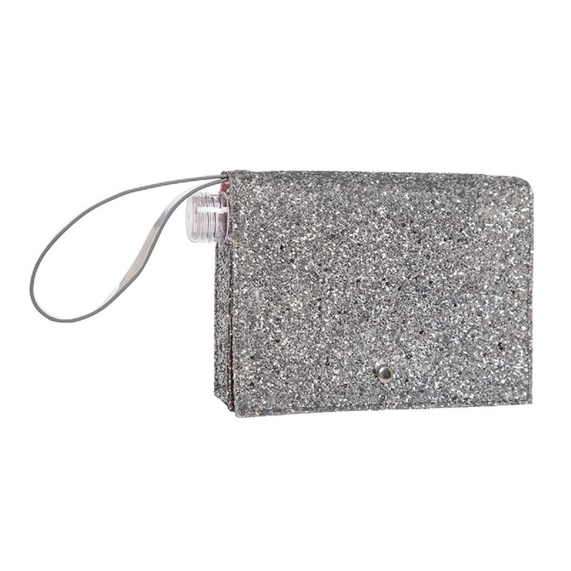 Slant Collections Glittery Clutch Purse with Hidden Flask, Holds 16-Ounces, Silver - Image 1